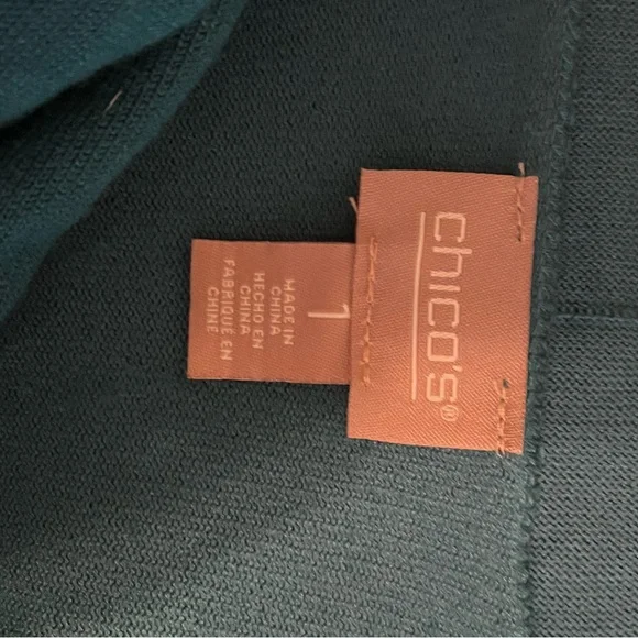 Chico’s Drape Fringe Shawl Sweater Teal - Picture 3 of 3